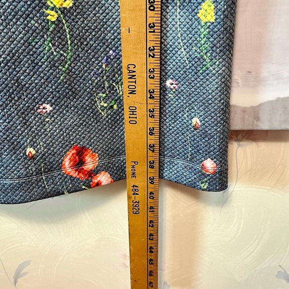 MARGARET O'LEARY Scuba Sheath Dress Womens‎ M Cottagecore Blue Floral Quilted - Picture 11 of 13